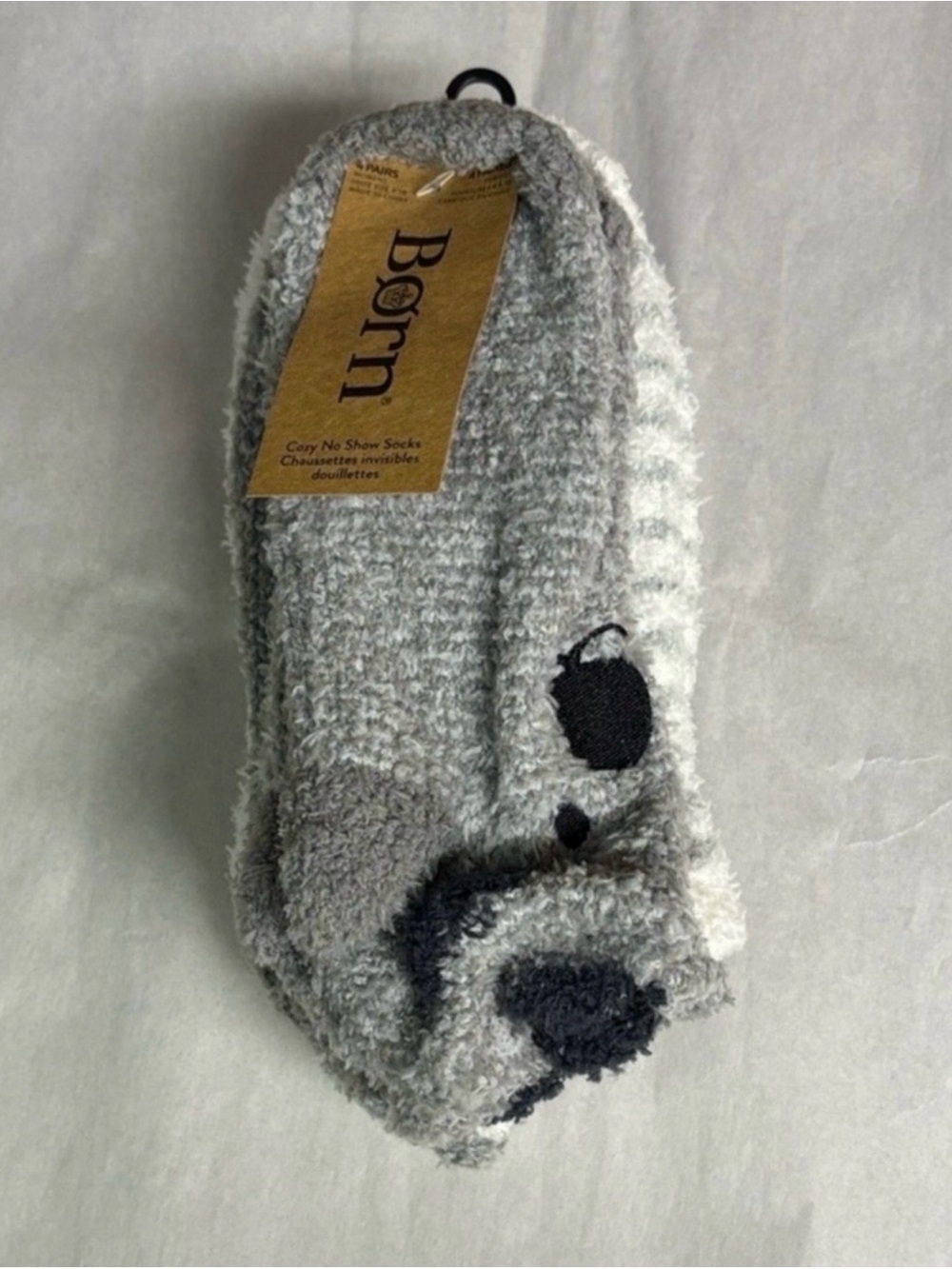 New Born Socks Women’s 4 Pair Gray & White Koala Plush Soft Cozy No Show Casual